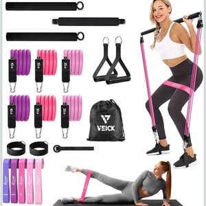 Pink and Purple Resistance Bands Set